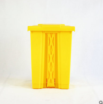工厂直销塑料50L脚踏垃圾桶废物箱踩脚黄色清洁桶户外环卫批发