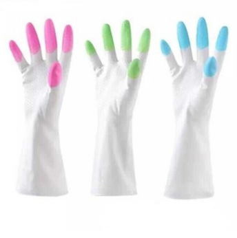 龙首 洗碗手套指尖手套清洁防水洗衣服家务PVC塑胶乳胶橡胶手套