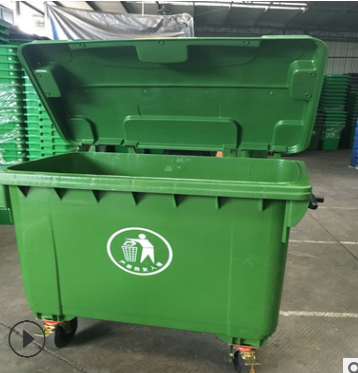 大型户外塑料方形清洁手推收集垃圾车人力660L环卫街道物业垃圾桶