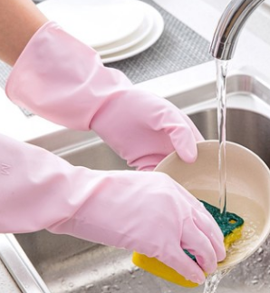 日本进口家务洗碗橡胶手套刷碗洗衣服防水薄款厨房耐用乳胶手套M