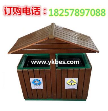 户外景区道路钢木垃圾桶 环卫防腐木垃圾桶 垃圾分类环保箱果皮箱