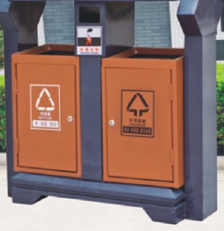 镀锌板垃圾箱湖北户外垃圾箱环卫环保垃圾箱双桶垃圾箱定制批发