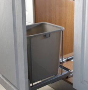 厨房橱柜隐藏式嵌入式柜内抽拉式单小垃圾桶连门开门式收纳箱阻尼