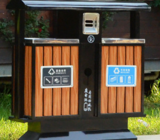 塑胶木户外垃圾桶 钢木环卫垃圾桶 分类果皮箱 环保室外垃圾箱
