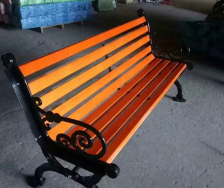 现货供应定制户外铸铁公园椅防腐木塑木靠背园林椅休闲椅公园坐凳