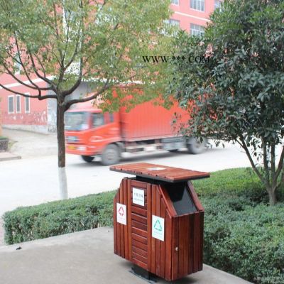 钢木小区公用垃圾筒 有盖户外环卫垃圾桶 室外大号分类垃圾双桶